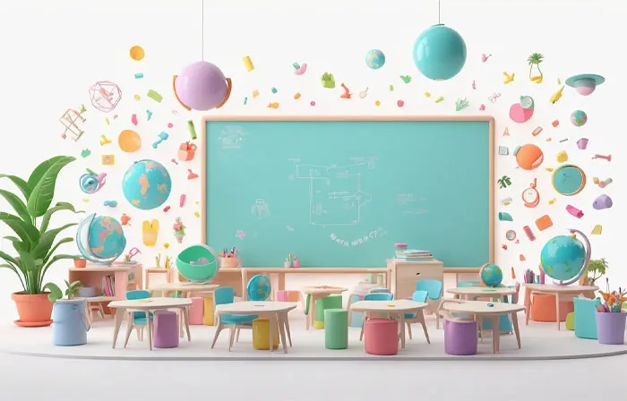 Classroom Furniture 3D Picture Cartoon Illustration